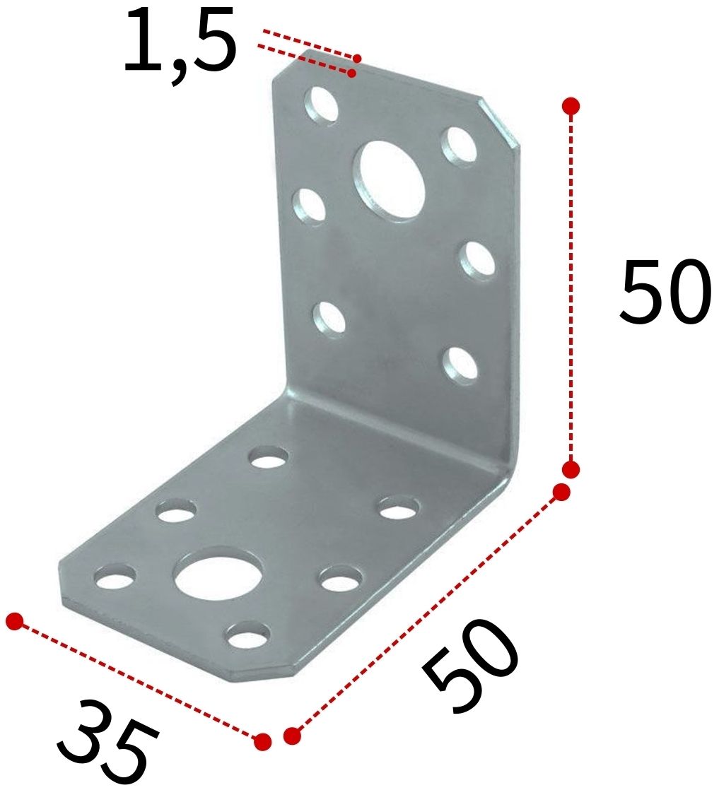 Уголок крепежный 50х50х35 мм, горячий цинк - фото