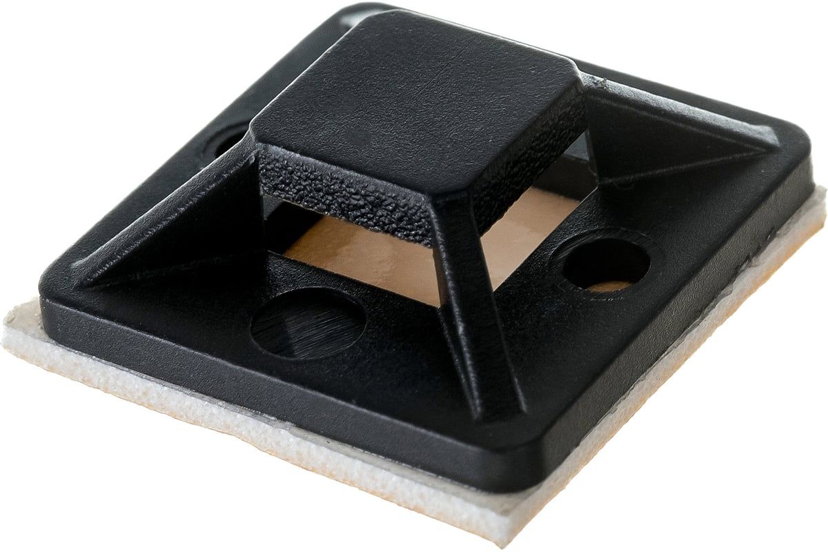 Площадка под хомут-стяжку самоклеящаяся черная 20х20 мм ПХС ЗУБР 30917-20, 100 шт - фото