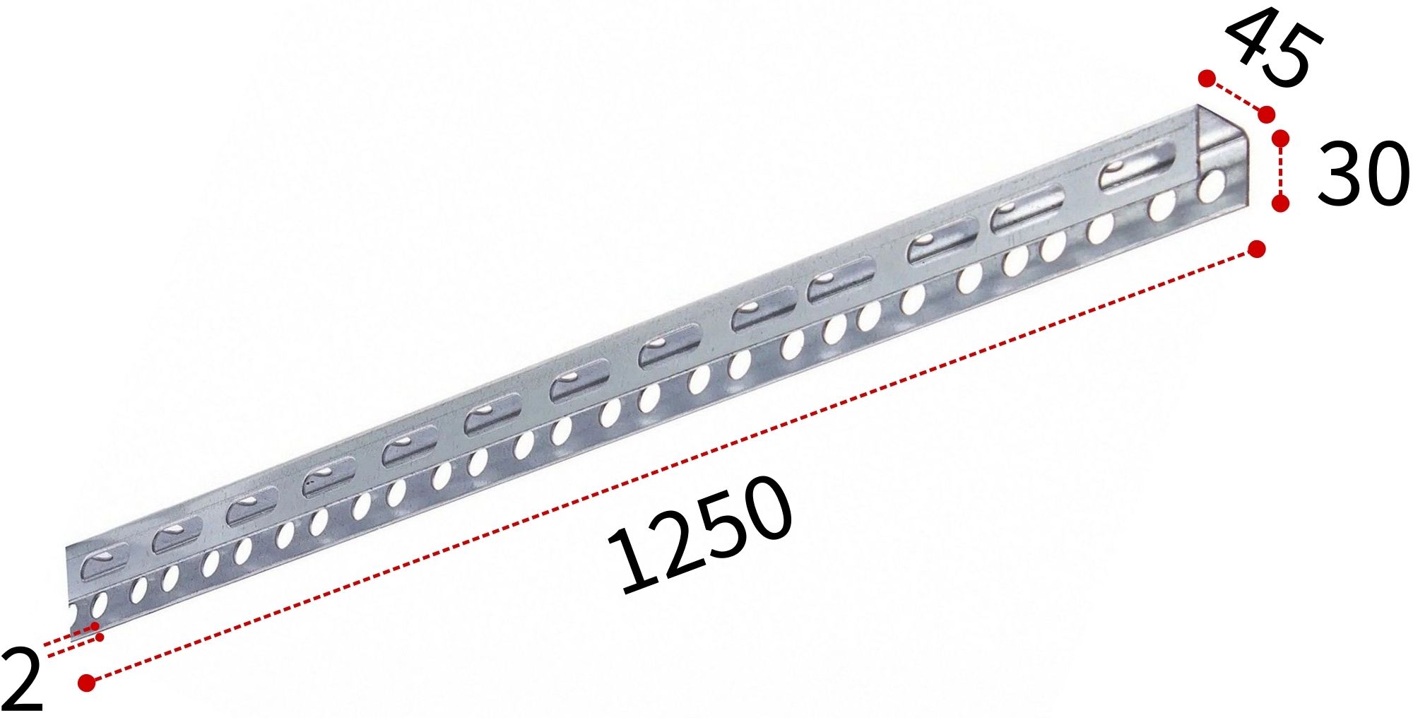 Профиль монтажный П-образный 30х45х2 мм, длина 1,25 м, оцинкованная сталь - фото