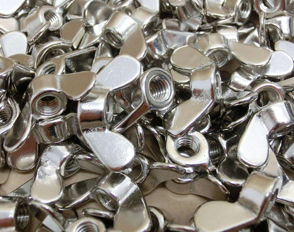 Гайка барашковая DIN 315, никелированная латунь (немецкий тип) - фото