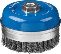 Щетка-крацовка чашечная усиленная для УШМ 120 мм, жгутированная проволока 0,8 мм, ЗУБР PROF 35271-120_z01 Щетка-крацовка чашечная усиленная для УШМ 120 мм, жгутированная проволока 0,8 мм, ЗУБР PROF 35271-120_z01