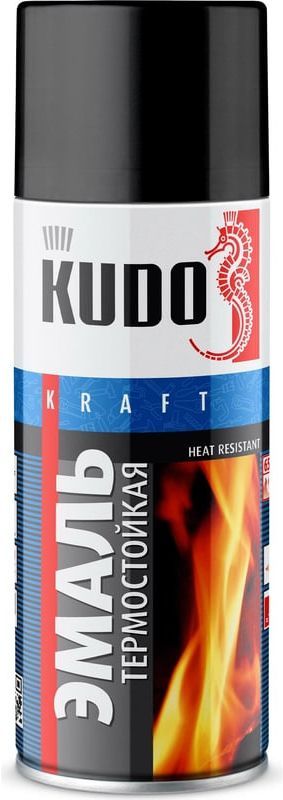 Эмаль термостойкая 520 мл Kudo KU-5002, черная - фото