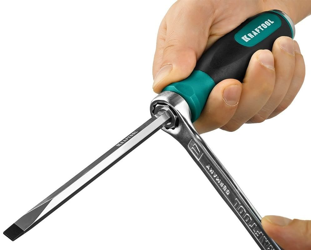 Отвертка ударная плоская SL сквозной стержень Kraftool Impact, сталь Cr-Mo - фото