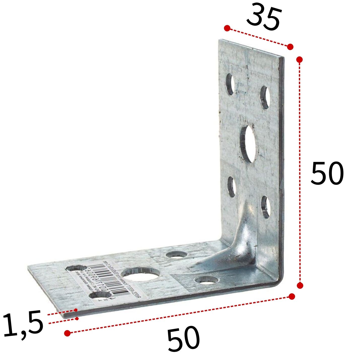 Уголок усиленный 50х50х35х1,5 мм RKPZ5 горячий цинк, 20 шт - фото