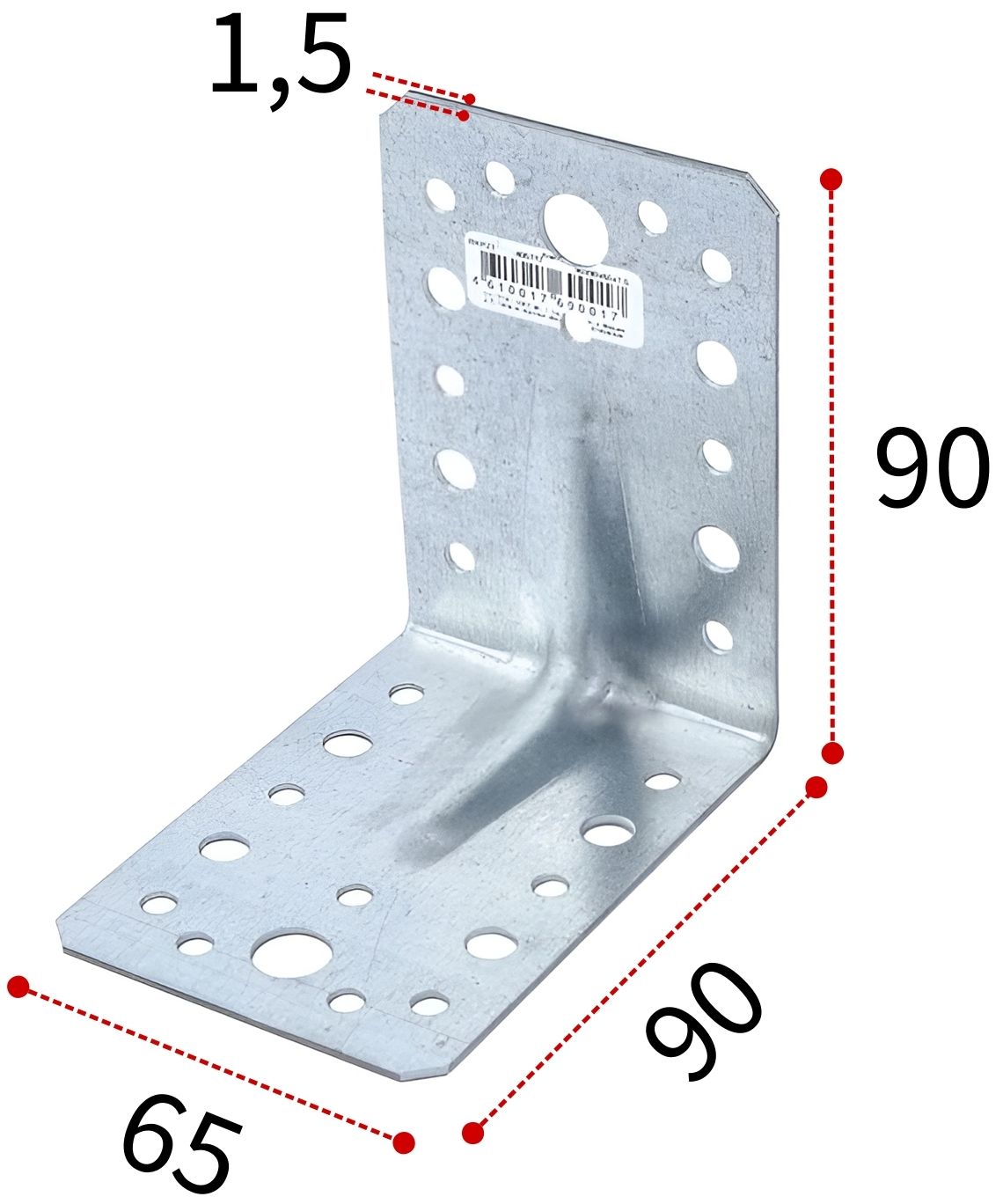 Уголок усиленный 90х90х65х1,5 мм RKPZ1 горячий цинк, 20 шт - фото