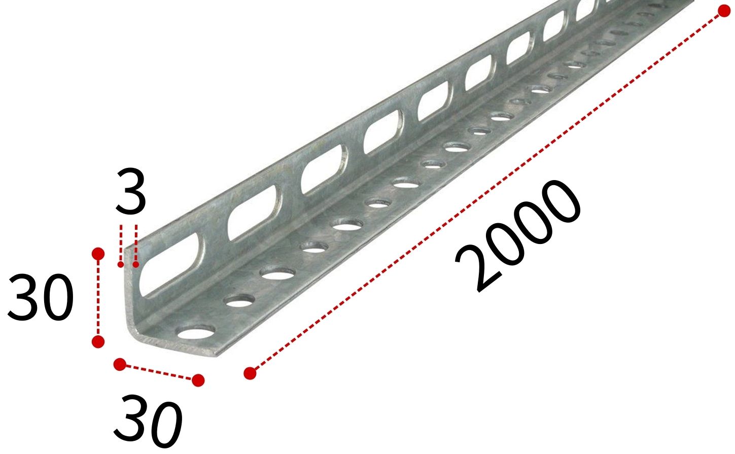 Профиль монтажный L-образный 30х30х3 мм, L=2000 мм - фото