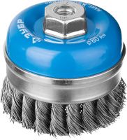Щетка-крацовка чашечная усиленная для УШМ 80 мм, жгутированная проволока 0,5 мм, ЗУБР PROF 3527-080_z02 Щетка-крацовка чашечная усиленная для УШМ 80 мм, жгутированная проволока 0,5 мм, ЗУБР PROF 3527-080_z02