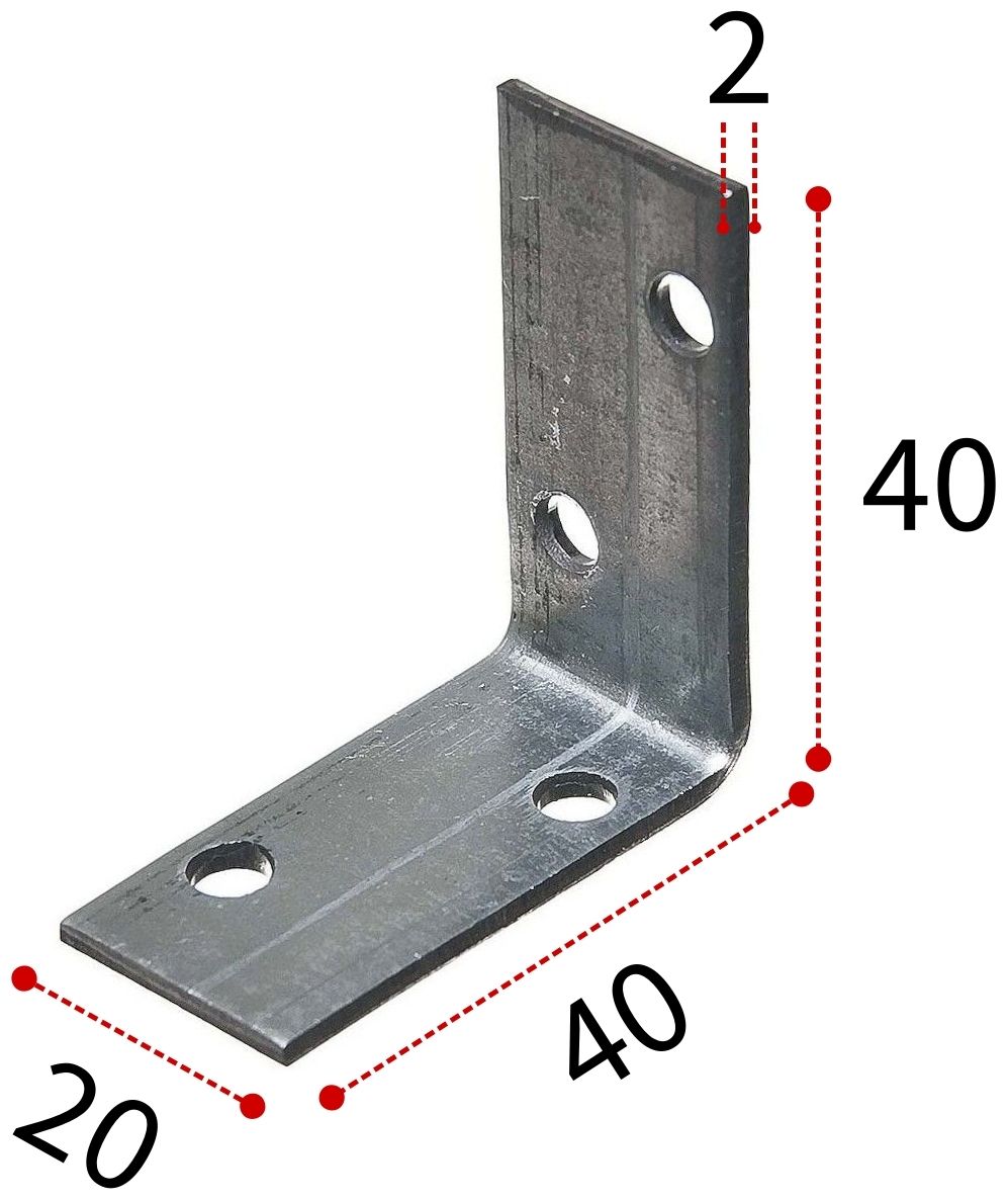 Уголок крепежный 40х40х20 мм ПТ, горячий цинк - фото