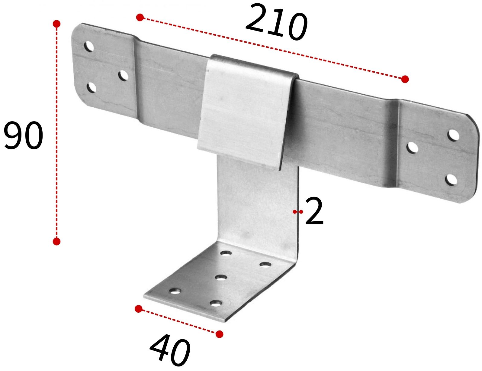 Скользящая опора для стропил KUCIS 210х90х40 мм, оцинкованная сталь - фото