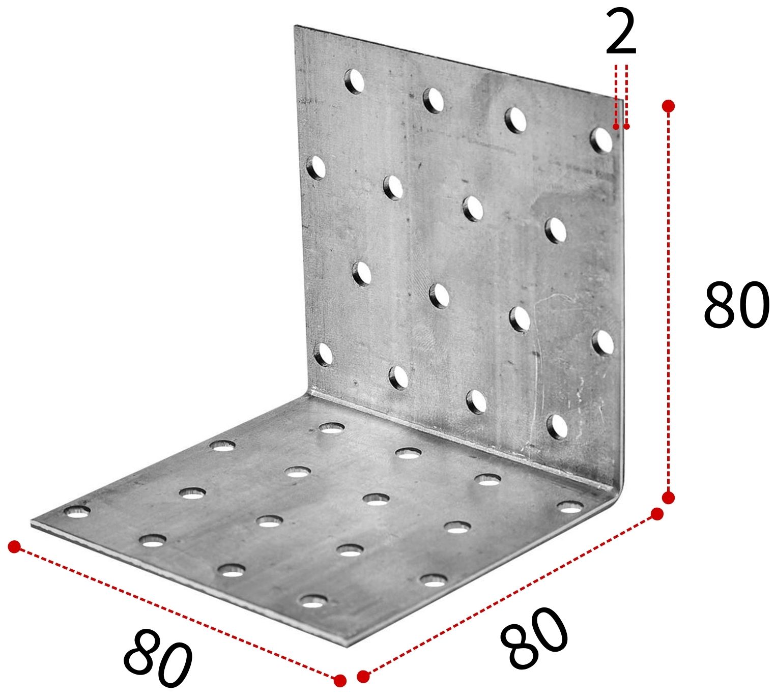 Уголок крепежный 80х80х80 мм, горячий цинк - фото