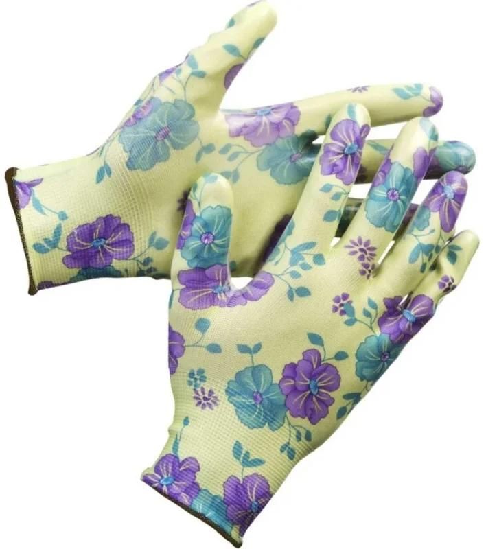 Перчатки садовые с прозрачным нитриловым покрытием, 13 класс, S-M Grinda 11295-S, зеленые - фото