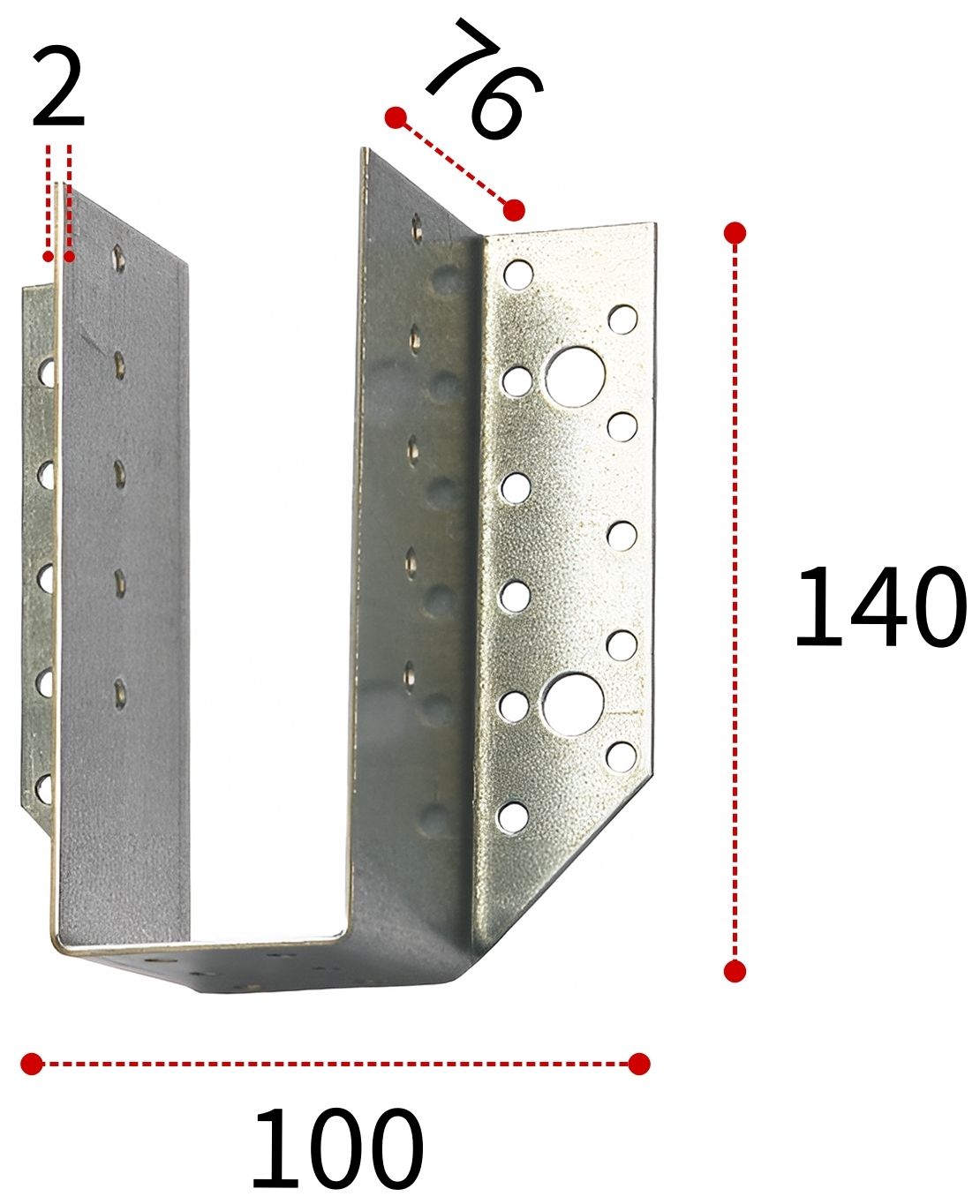 Открытая опора бруса 140х76х100, горячий цинк - фото