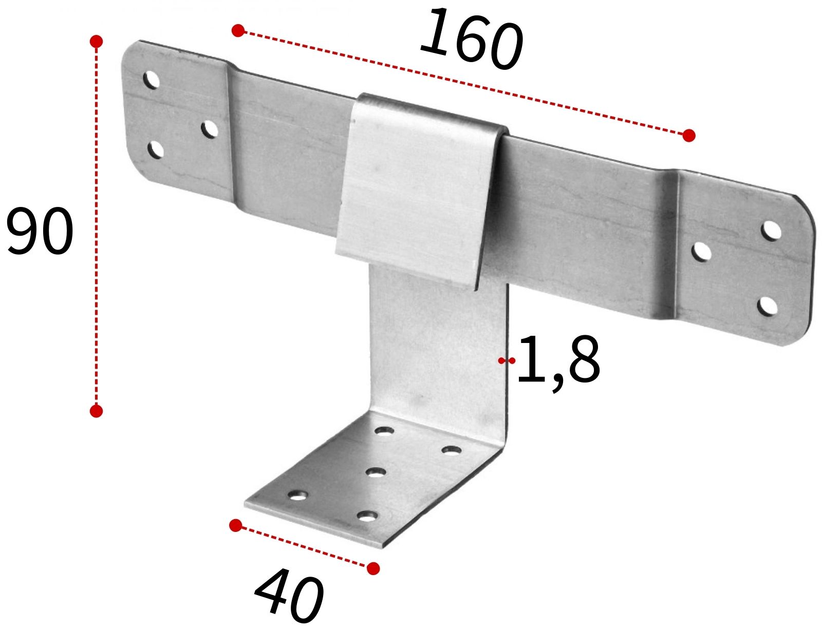 Скользящая опора для стропил KUCIS 160х90х40х1,8 мм, оцинкованная сталь - фото