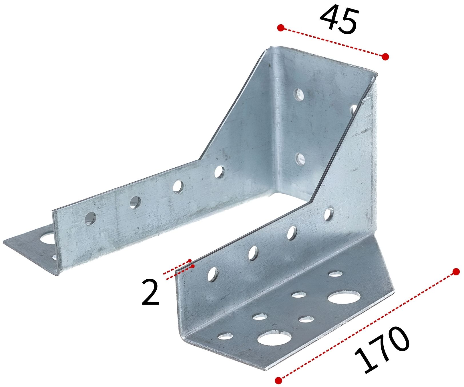 Открытая опора бруса 45х170х2 OBR R СПК, оцинкованная сталь - фото