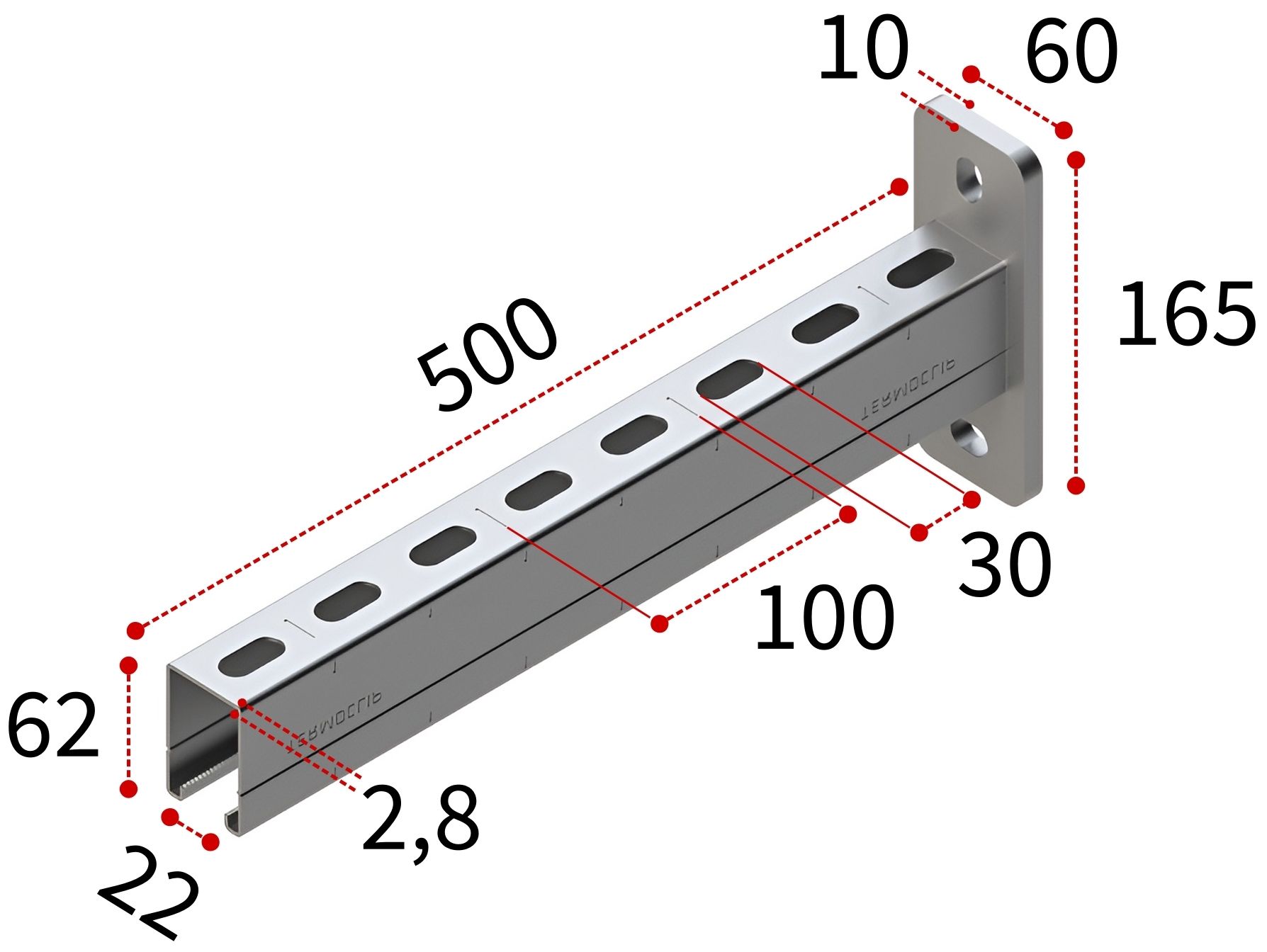 Консоль 41х62х2,5-500 TERMOCLIP - фото