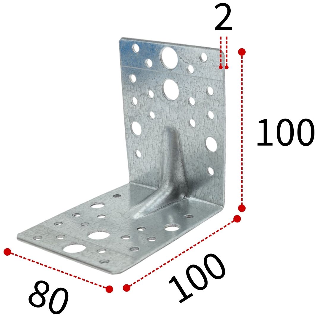 Уголок усиленный 100х100х80х2,0 мм RKPL14 горячий цинк, 20 шт - фото