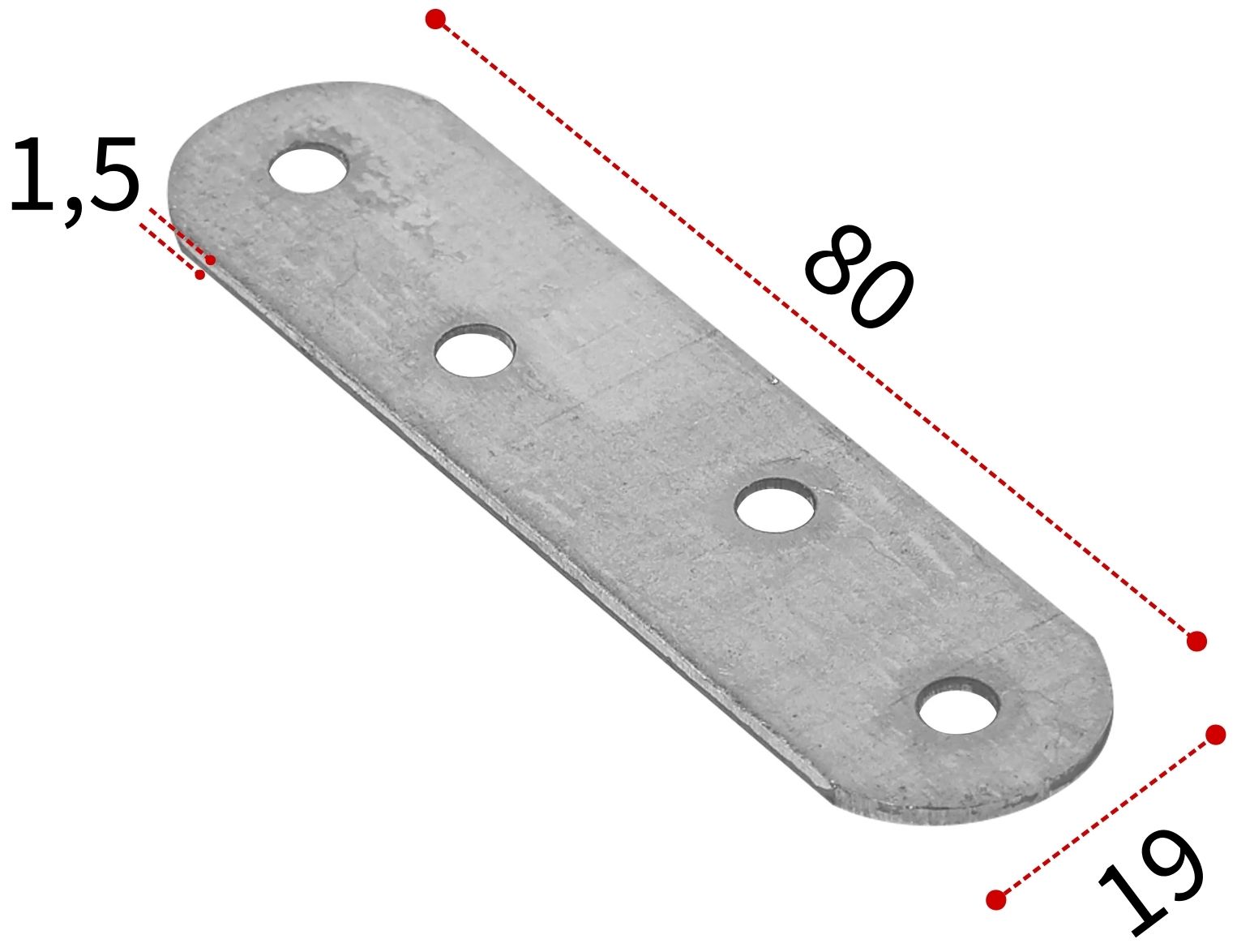 Пластина бытовая 80х19х1,5 мм, оцинкованная сталь - фото
