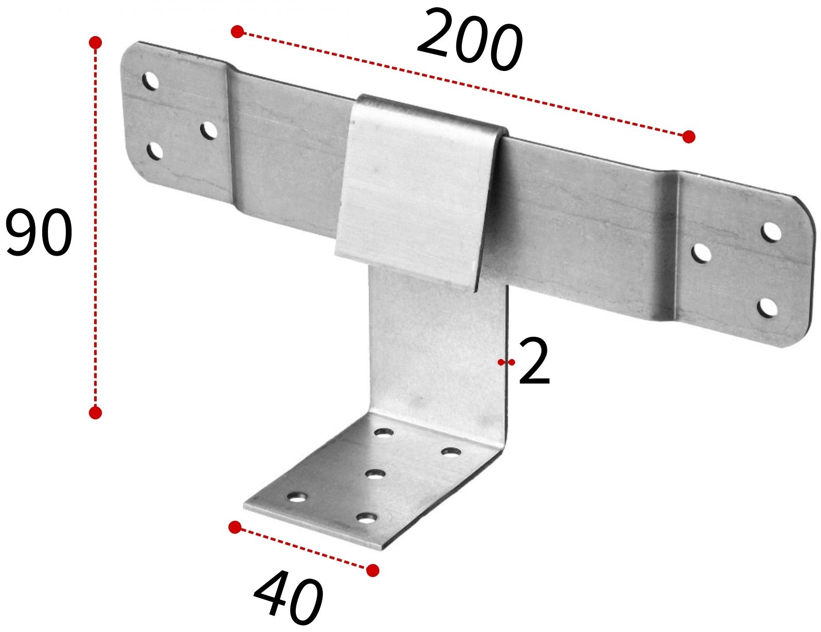 Скользящая опора для стропил KUCIS 200х90х40х2 мм, оцинкованная сталь - фото
