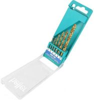 Набор сверл по металлу спиральных ц/х DIN 338 Helller 29350, HSS-Tin, 6 предметов в кейсе Набор сверл по металлу спиральных ц/х DIN 338 Helller 29350, HSS-Tin, 6 предметов в кейсе