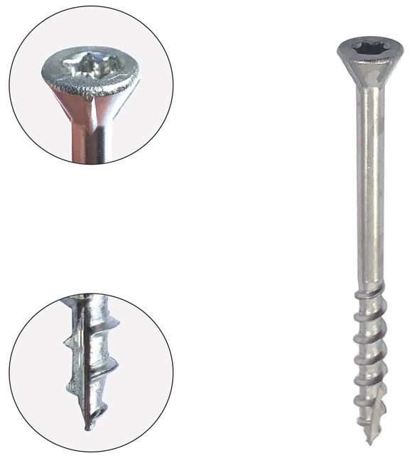 Шуруп для террасной доски с уменьшенной потайной головкой 60°, нержавеющая сталь А2 - фото