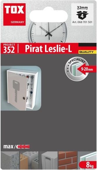 Дюбель для гипсокартона 32 мм TOX Pirat-Leslie-L 68701501М, блистер, 4 шт - фото