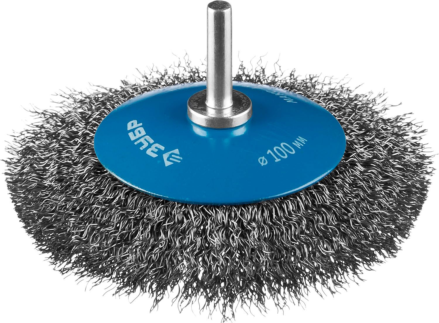 Щетка-крацовка коническая для дрели 100 мм, витая стальная проволока 0,3 мм, ЗУБР PROF 35230-100_z02 - фото