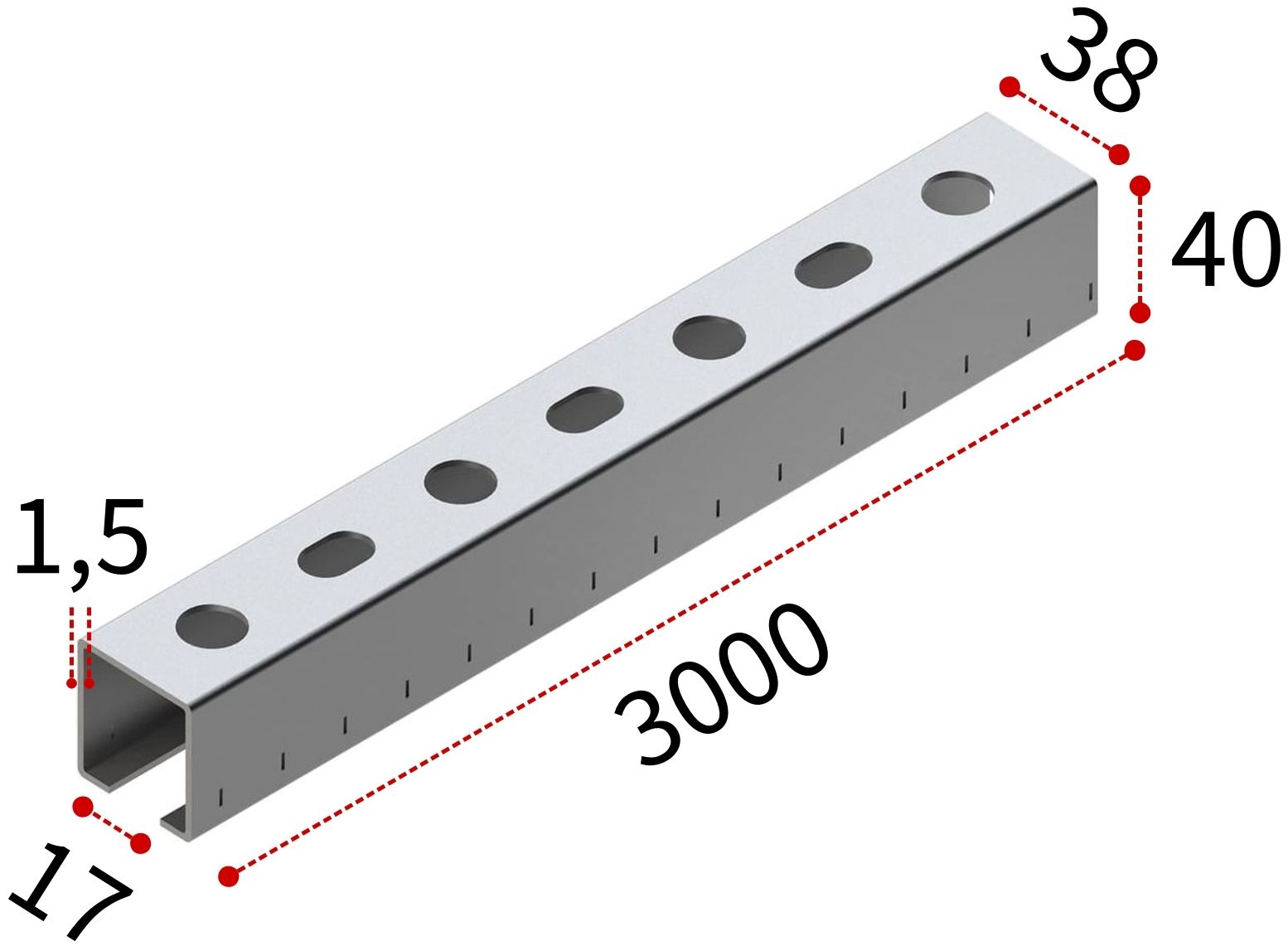 Профиль монтажный С-образный 38х40х1,5 мм, L=3000 мм TERMOCLIP 09241102 - фото