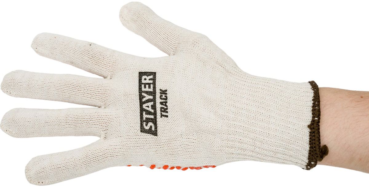Перчатки хлопчатобумажные L-XL с покрытием протектор Track Stayer 11401-XL - фото