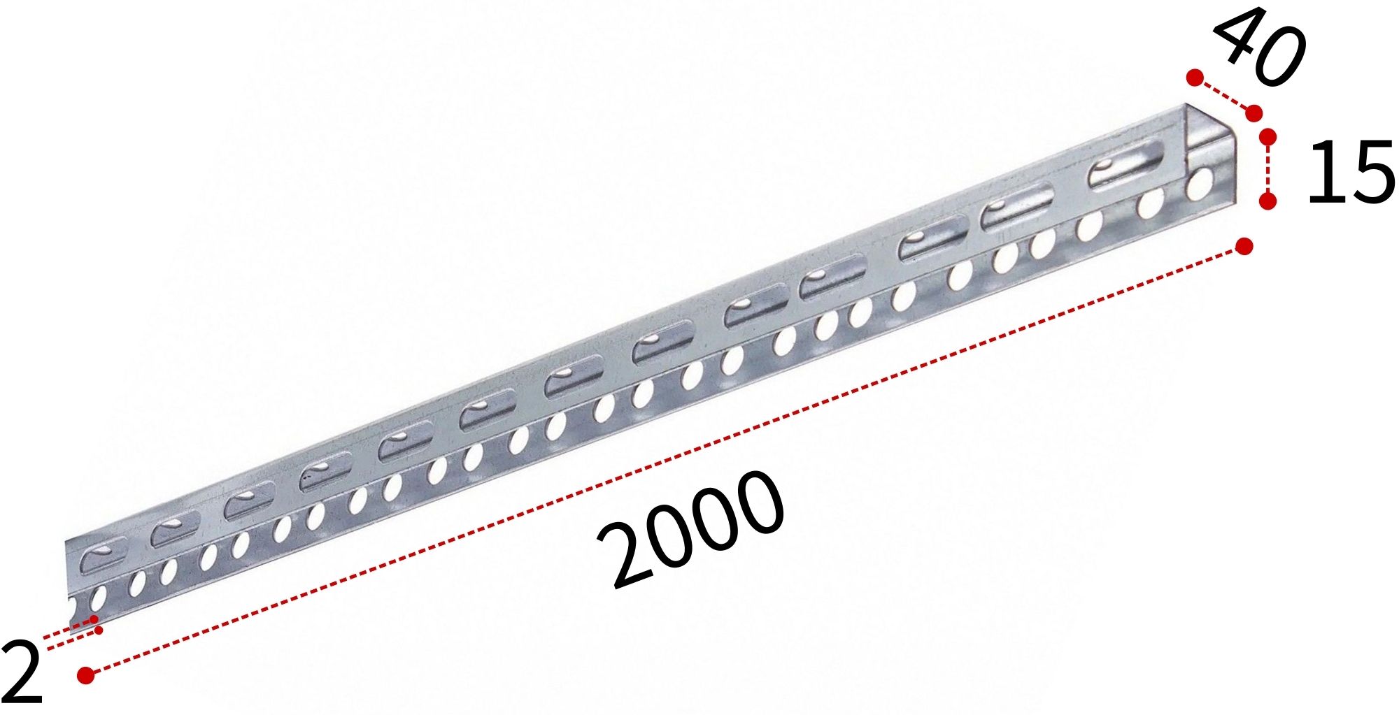 Профиль монтажный П-образный 15х40х2 мм, длина 2 м, оцинкованная сталь - фото