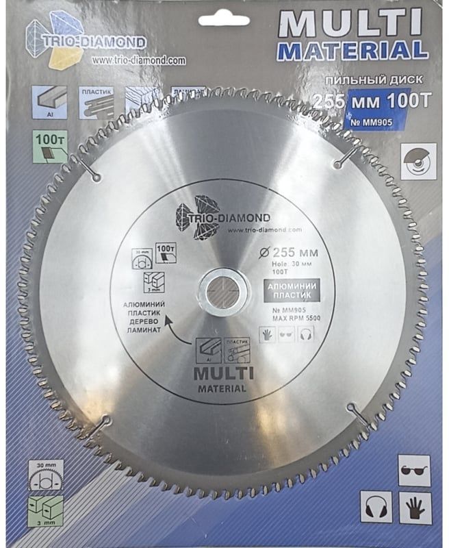 Диск пильный универсальный 255х30 мм 100Т Trio-Diamond Multi Material MM905 - фото