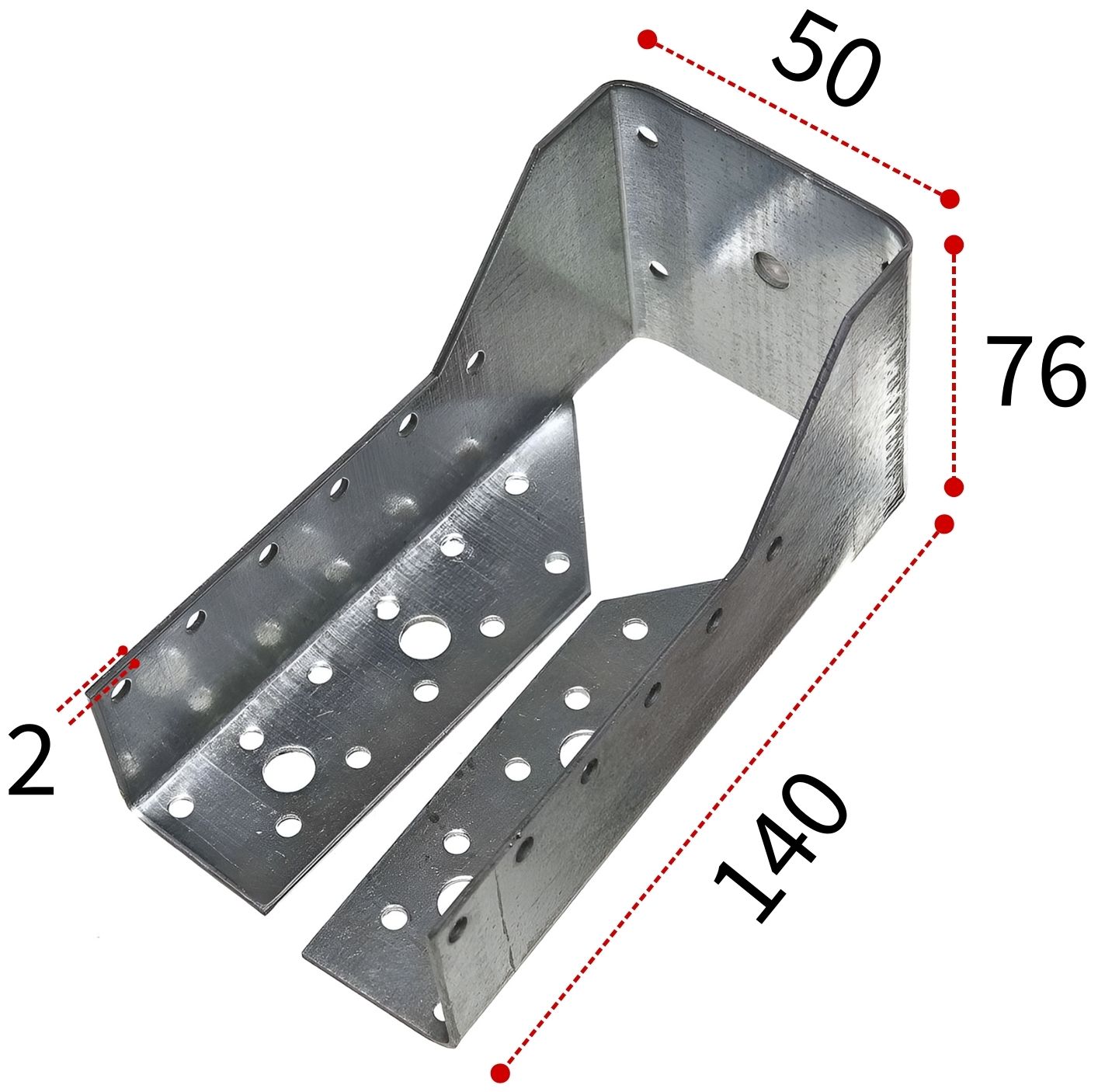 Закрытая опора бруса 140х76х50 облегченная, горячий цинк - фото