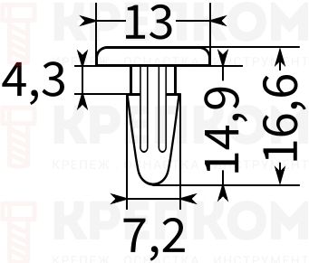 Клипса автомобильная нажимная 0161 - фото