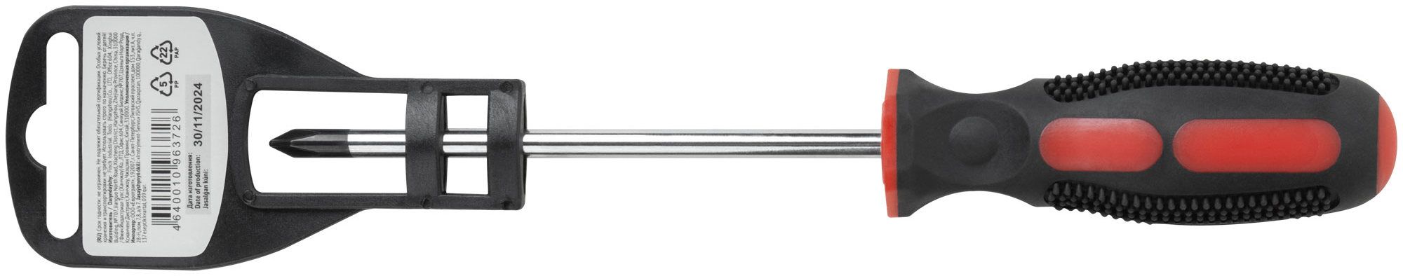 Отвертка с прорезиненной ручкой РН1х100 мм FIT Универсал 55106, хромованадиевая сталь - фото