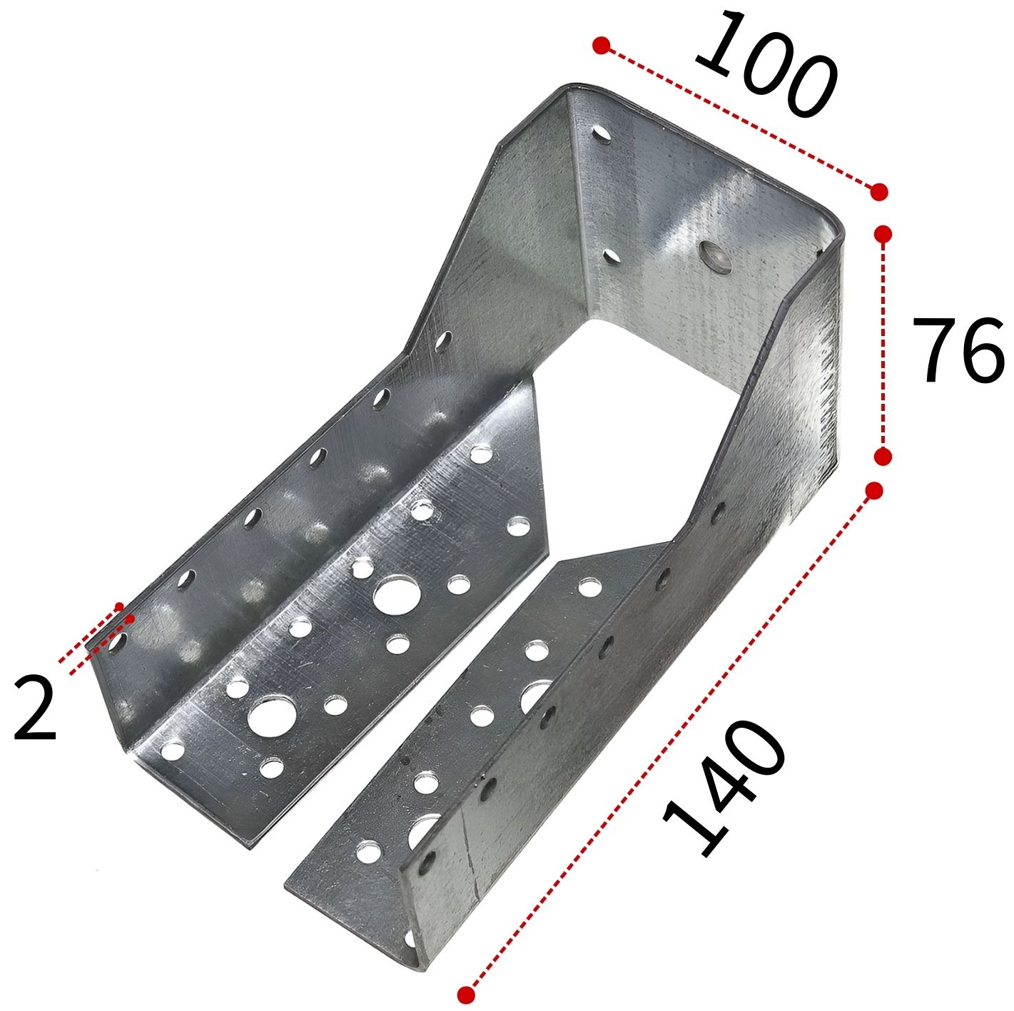 Закрытая опора бруса 140х76х100 облегченная, горячий цинк - фото
