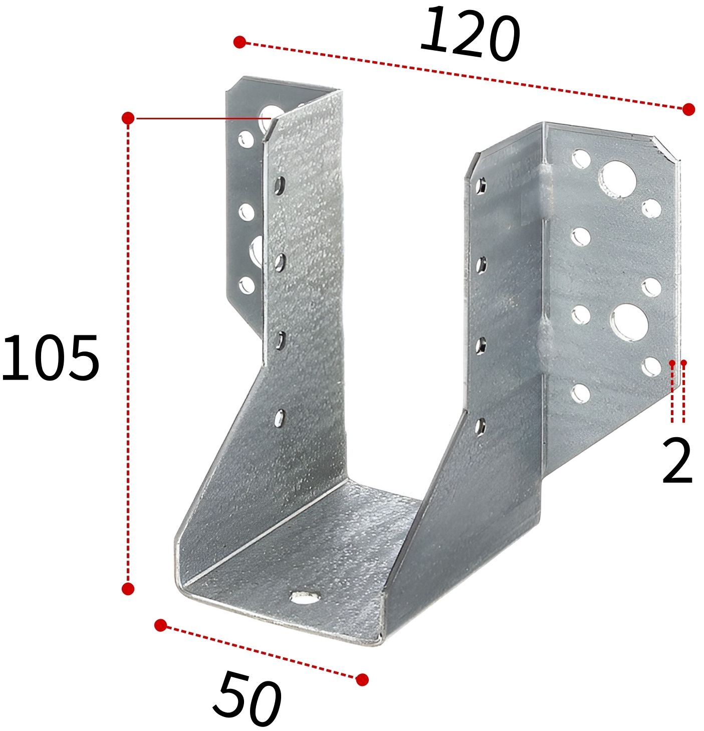 Опора балки открытая 50х105х120 мм Gah Alberts 334512, оцинкованная сталь - фото