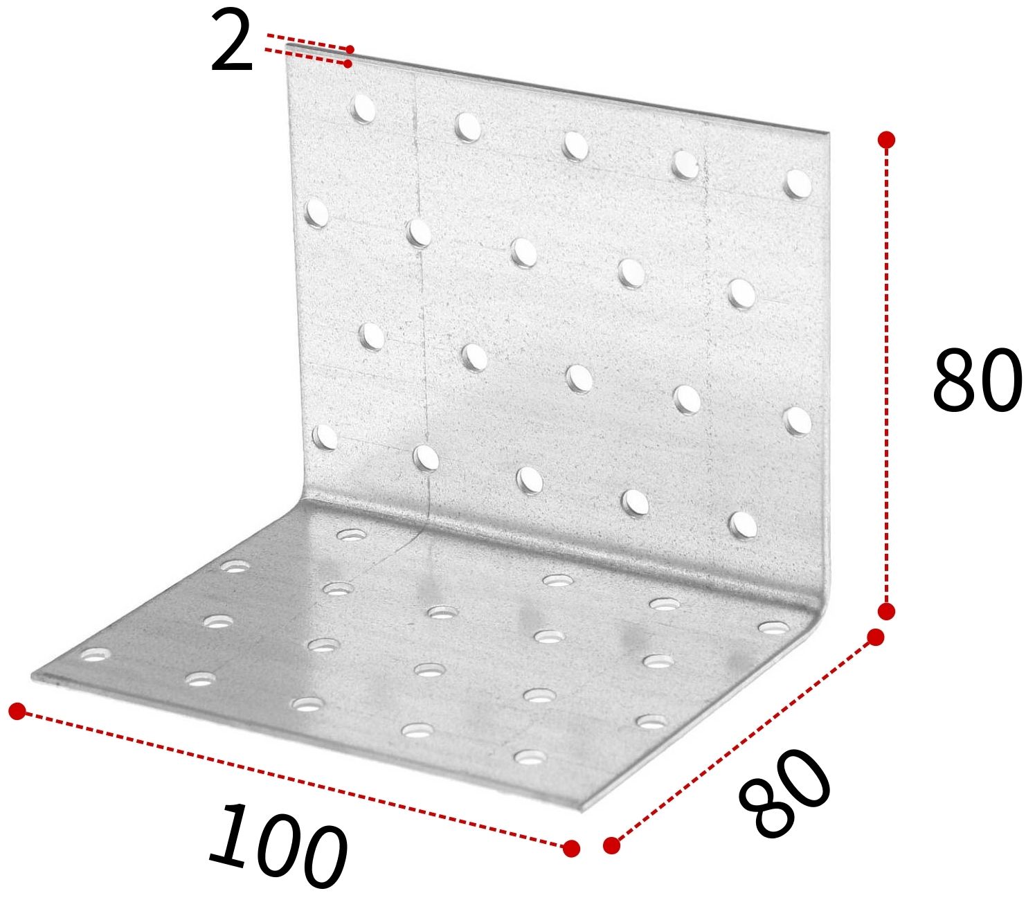 Уголок крепежный 80х80х100 мм, горячий цинк - фото