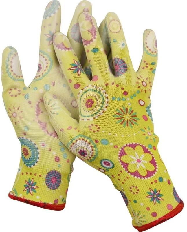 Перчатки садовые с прозрачным PU покрытием, 13 класс Grinda, зелёные - фото