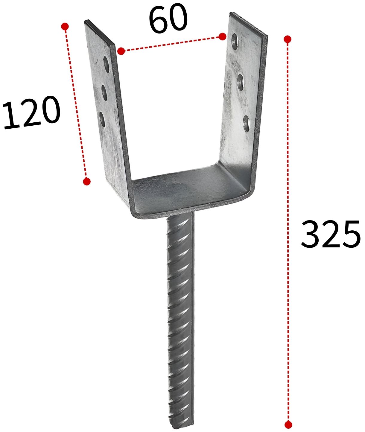 Анкерное основание столба 60х325х120 мм тип U PSU - фото