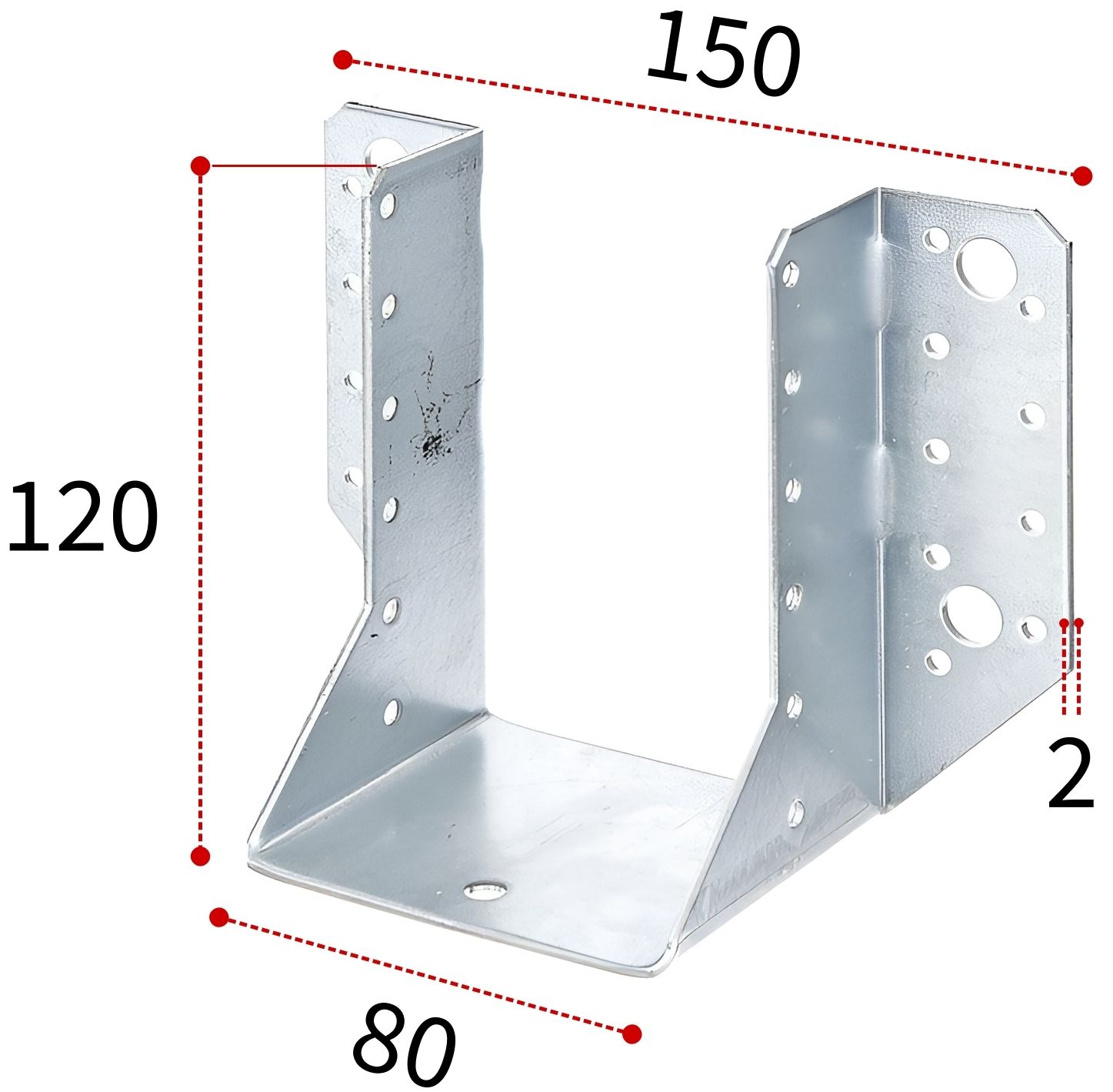 Опора балки открытая 80х120х150 мм Gah Alberts 331306, оцинкованная сталь - фото