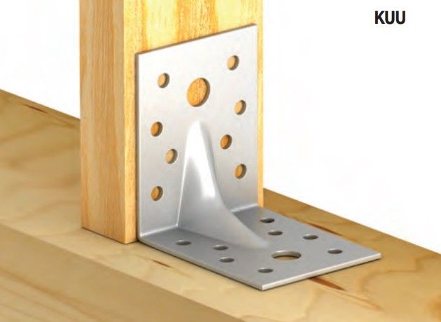 Уголок крепежный усиленный 90х65х2 мм KUU, нержавеющая сталь, 50 шт - фото