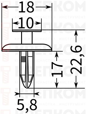 Клипса автомобильная нажимная с фиксатором 1547 - фото