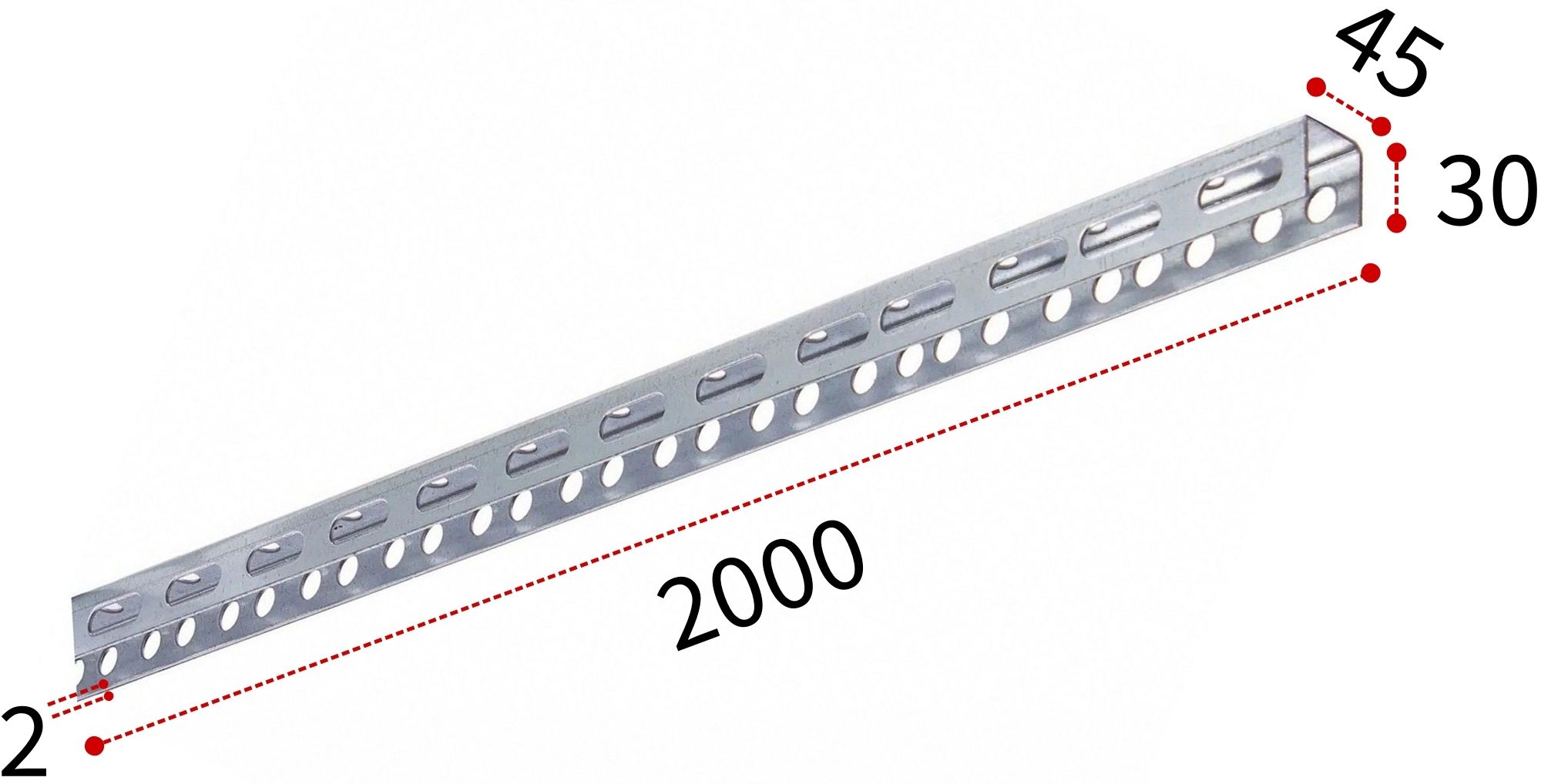 Профиль монтажный П-образный 30х45х2 мм, длина 2 м, оцинкованная сталь - фото