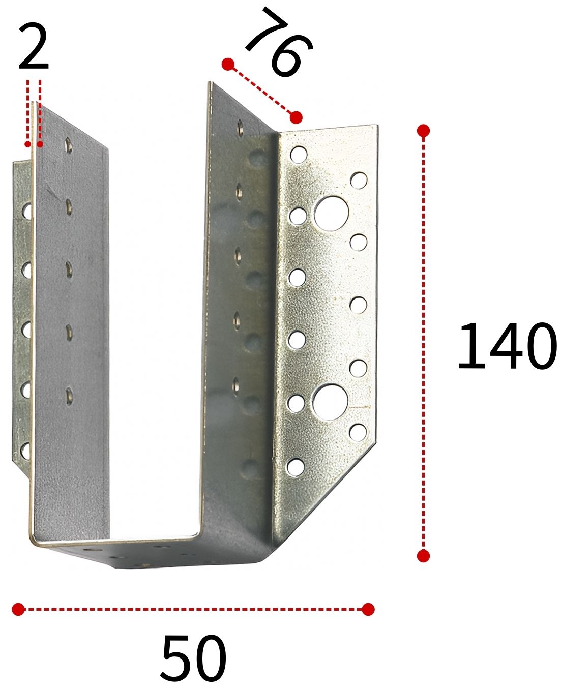 Открытая опора бруса 140х76х50, горячий цинк - фото