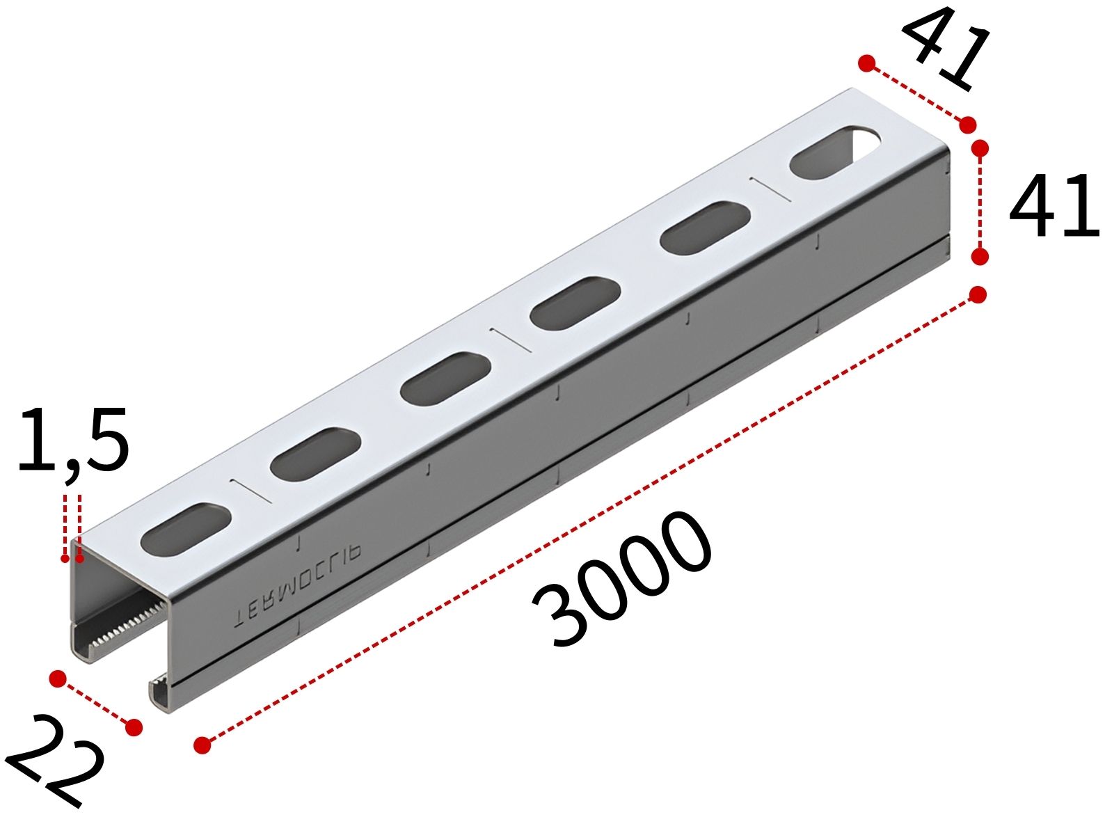 Профиль С-образный 41х41х1,5 мм, L=3000 мм TERMOCLIP - фото