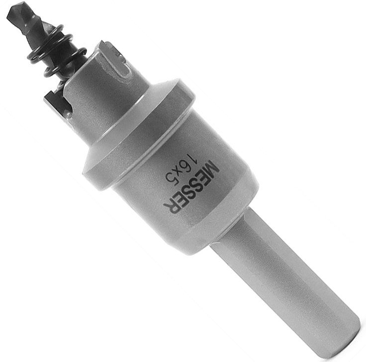 Коронка по металлу ТСТ с центрирующим сверлом и толкающей пружиной Messer, сталь HSS - фото