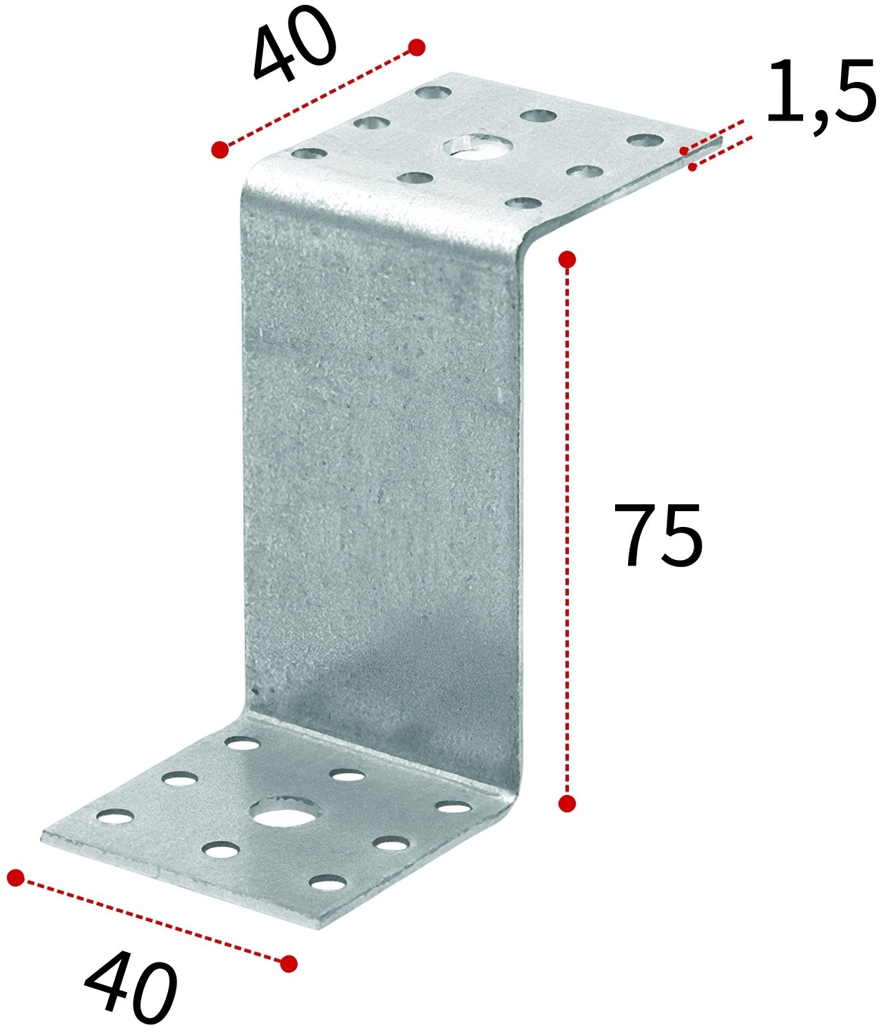 Крепежный уголок Z-образный 40х75х40х1,5 мм Буратино 1/2, оцинкованная сталь - фото
