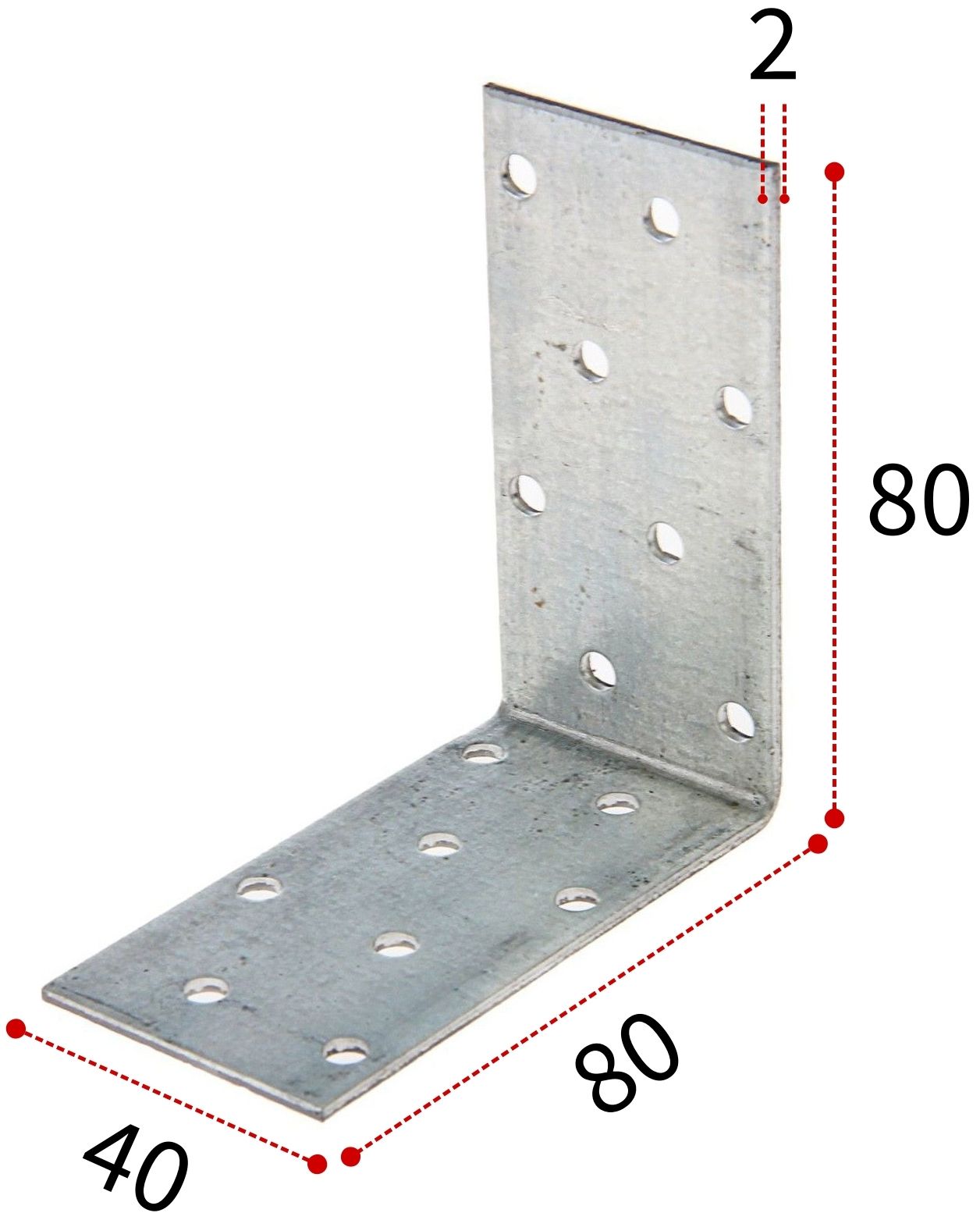 Уголок крепежный 80х80х40 мм, горячий цинк - фото