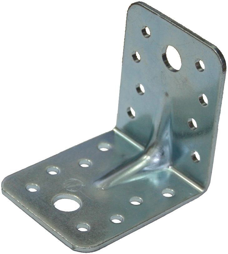 Уголок крепежный усиленный 67х67х55 мм, оцинкованная сталь - фото