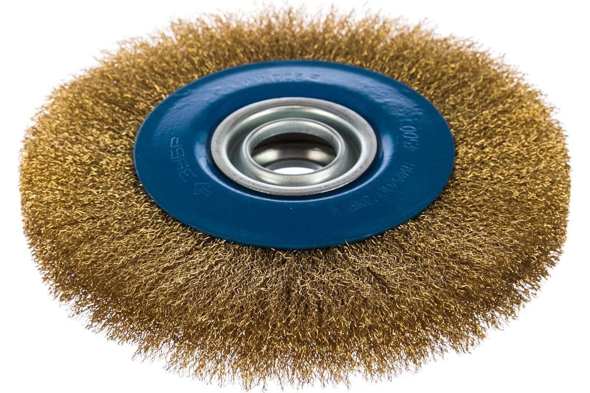 Щетка-крацовка дисковая для ТШС 200 мм, витая стальная латунированная проволока 0,3 мм, ЗУБР PROF 35186-200_z01 - фото