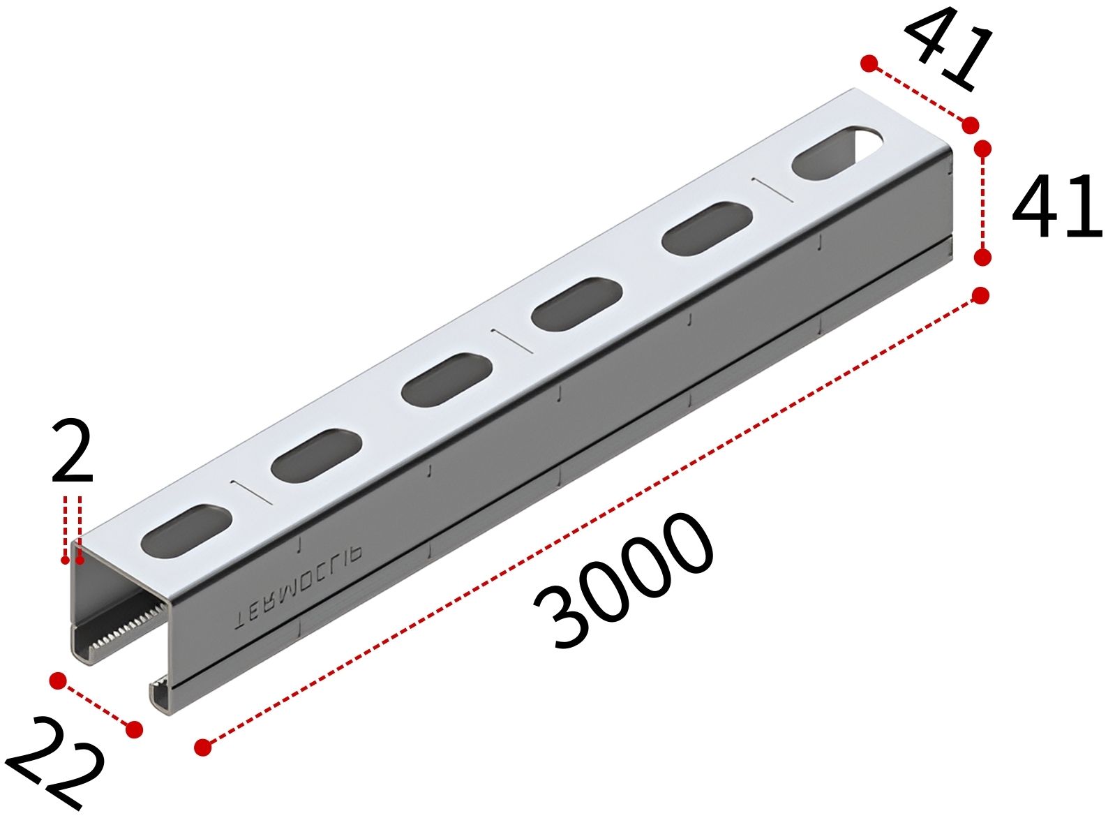Профиль С-образный 41х41х2,0 мм, L=3000 мм, тип H/S TERMOCLIP 09369501, горячий цинк 10 мкм - фото